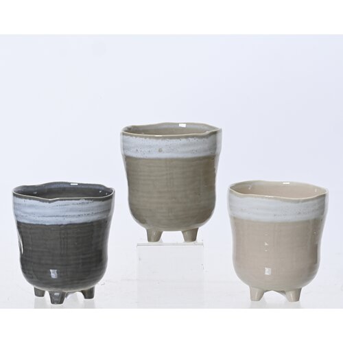 Decoris bloempot met pootjes terracotta assortie - D 9,7 x H 11 cm