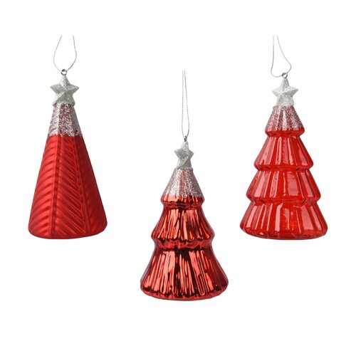 Decoris boom hanger glas kerstrood - H 12,6 cm
