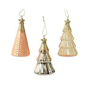 Decoris boom hanger glas licht goud - H 12,6 cm - afbeelding 2