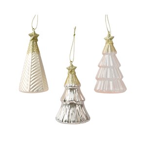 Decoris boom hanger glas parel - H 12,6 cm - afbeelding 2