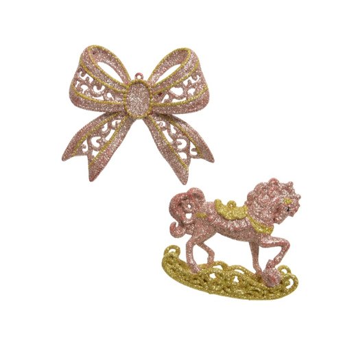 Decoris Figuur plastic glitter 2ass - Roze