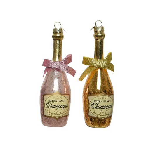 Decoris Fles glas bow,sticker,glitter 2kl.ass