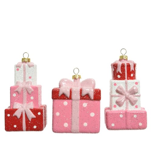 Decoris Giftbox kunststof glitter 3ass - Roze