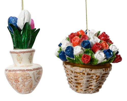 Decoris Glazen Hanger Tulpen 8 x 8 x 10 cm