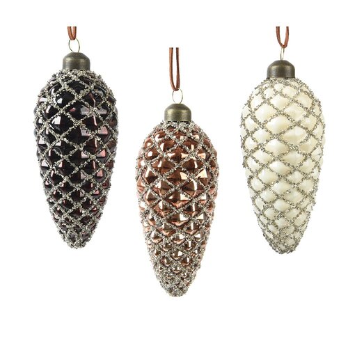 Decoris glazen kerstbal assortie - D 6 x H 12 cm