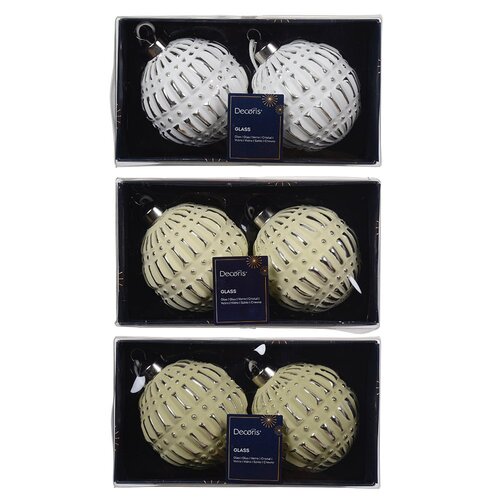 Decoris glazen kerstbal assortie - D 8 cm