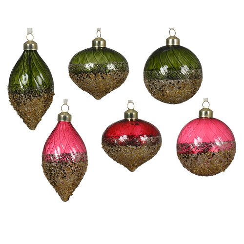 Decoris glazen kerstbal assortie - D 8 cm