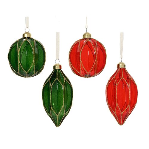 Decoris glazen kerstbal assortie - D 8 cm