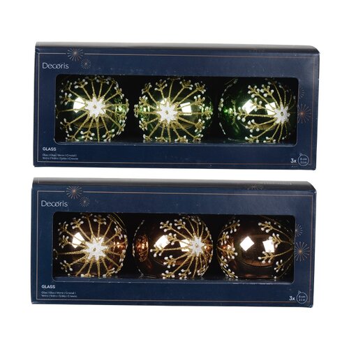 Decoris glazen kerstbal assortie - D 8 cm