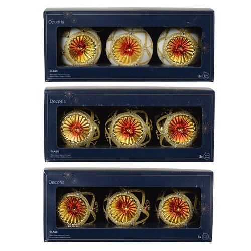 Decoris glazen kerstbal assortie - D 8 cm