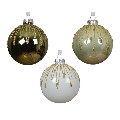 Decoris glazen kerstbal assortie - D 8 x L 8 cm