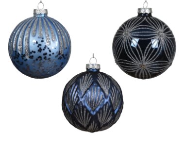 Decoris glazen kerstbal blauw/kleur(en) - D 10 cm