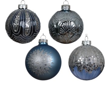 Decoris glazen kerstbal blauw/kleur(en) - D 8 cm