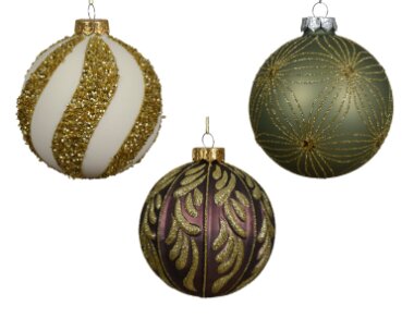 Decoris glazen kerstbal bruin/kleur(en) - D 10 cm