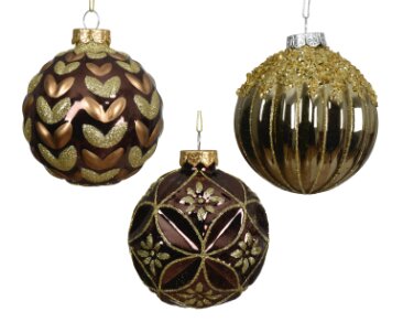 Decoris glazen kerstbal bruin/kleur(en) - D 8 cm