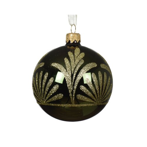 Decoris glazen kerstbal dennengroen - D 8 cm
