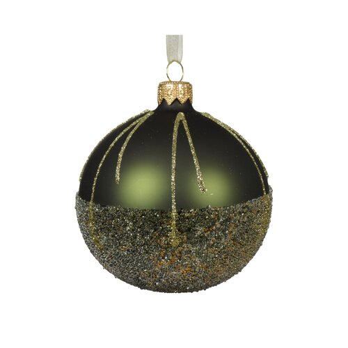 Decoris glazen kerstbal dennengroen - D 8 cm