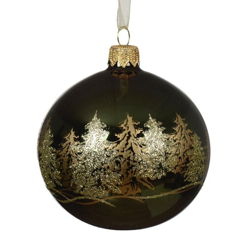 Decoris glazen kerstbal dennengroen - D 8 cm