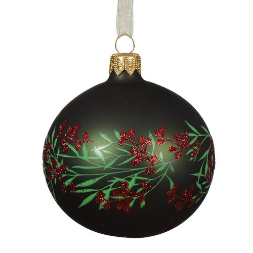 Decoris glazen kerstbal dennengroen - D 8 cm