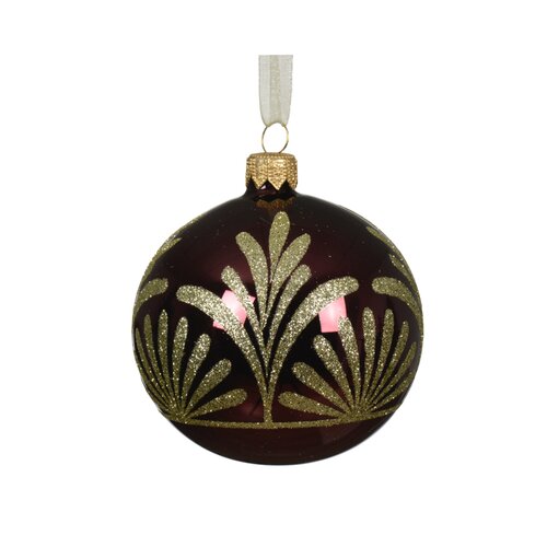 Decoris glazen kerstbal donker mauve - D 8 cm