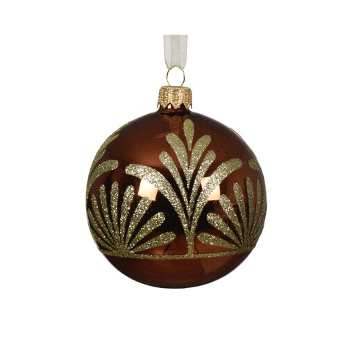 Decoris glazen kerstbal espresso - D 8 cm