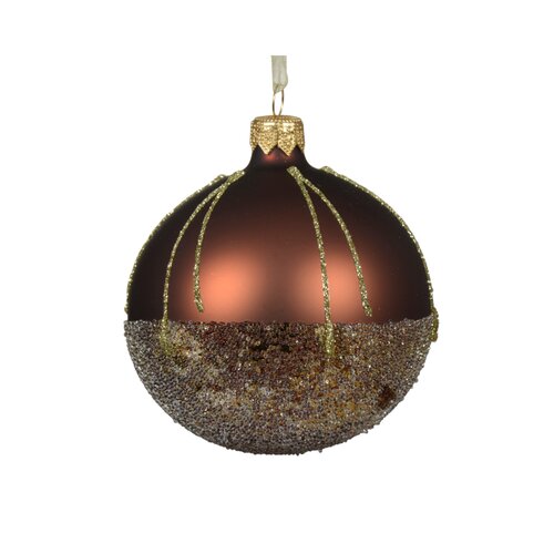 Decoris glazen kerstbal espresso - D 8 cm