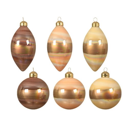 Decoris Glazen Kerstbal 'Flow Inside' 8 cm - parel
