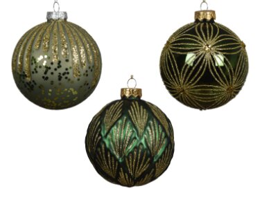 Decoris glazen kerstbal groen/kleur(en) - D 10 cm
