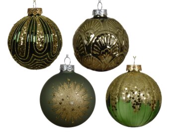 Decoris glazen kerstbal groen/kleur(en) - D 8 cm