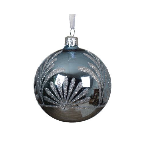 Decoris glazen kerstbal ijsblauw - D 8 cm