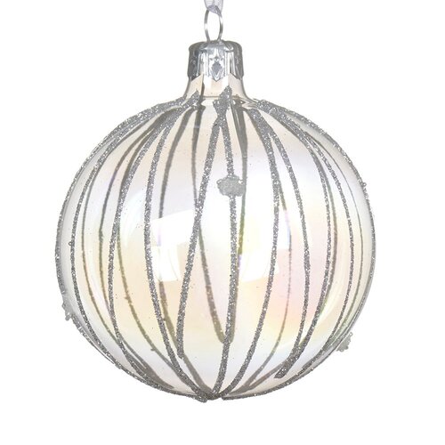Decoris glazen kerstbal iris transparant - D 8 cm