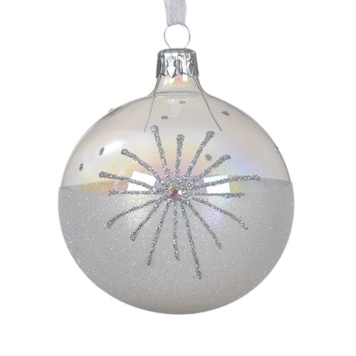 Decoris glazen kerstbal iris transparant - D 8 cm