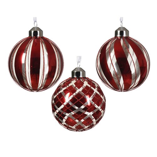 Decoris glazen kerstbal kerstrood - D 8 cm
