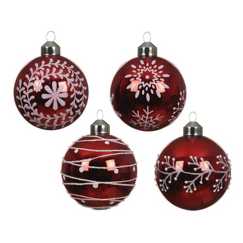 Decoris glazen kerstbal kerstrood - D 8 cm