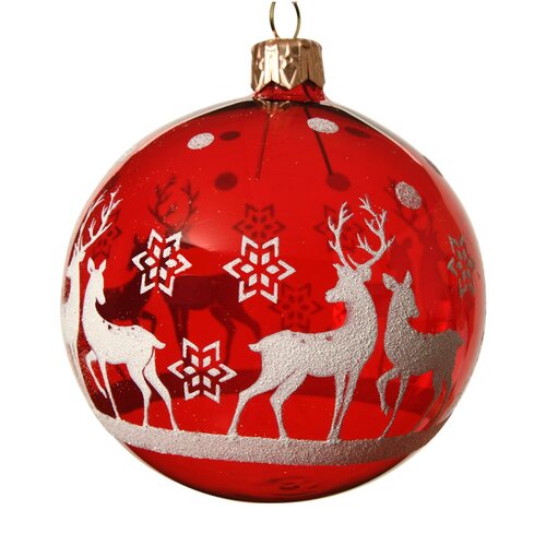 Decoris glazen kerstbal kerstrood - D 8 cm