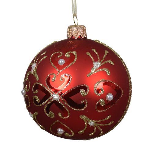 Decoris glazen kerstbal kerstrood - D 8 cm