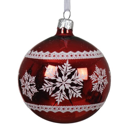 Decoris glazen kerstbal kerstrood - D 8 cm