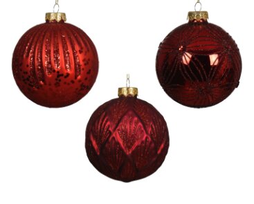 Decoris glazen kerstbal kerstrood/kleur(en) - D 10 cm
