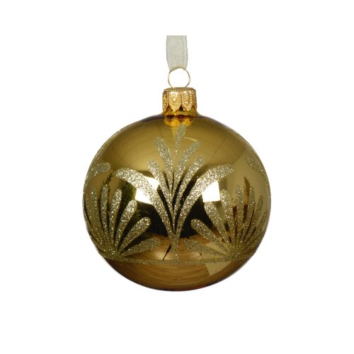 Decoris glazen kerstbal licht goud - D 8 cm