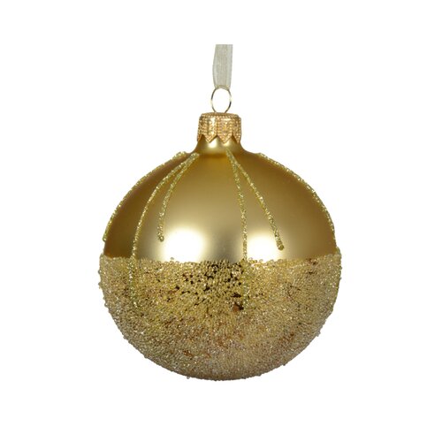 Decoris glazen kerstbal licht goud - D 8 cm
