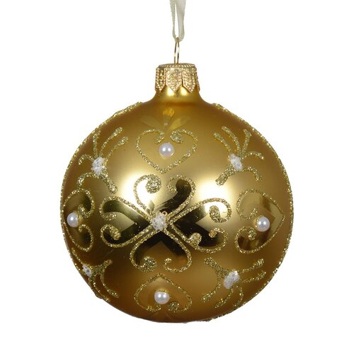 Decoris glazen kerstbal licht goud - D 8 cm