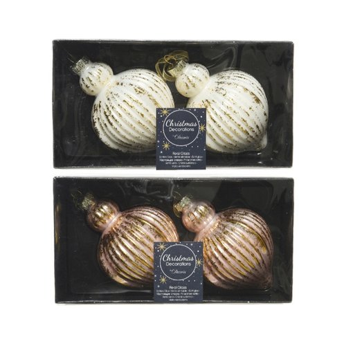 Decoris Glazen kerstbal met gouden finish 2kl.ass