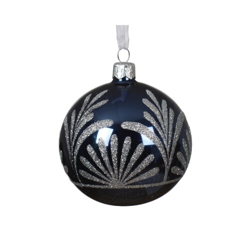 Decoris glazen kerstbal nachtblauw - D 8 cm