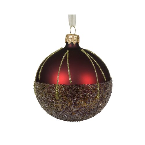 Decoris glazen kerstbal ossenbloed - D 8 cm