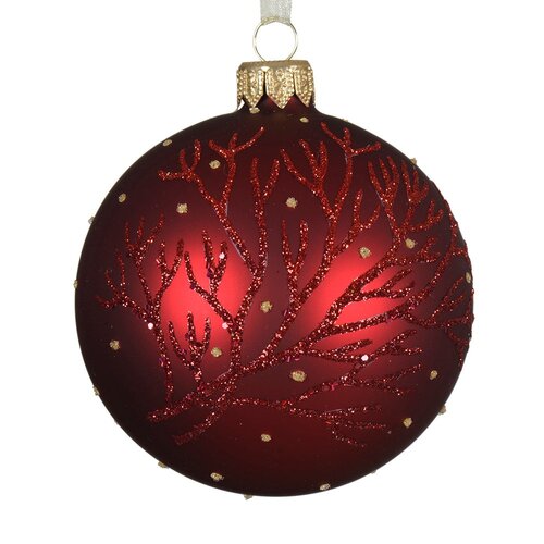 Decoris glazen kerstbal ossenbloed - D 8 cm