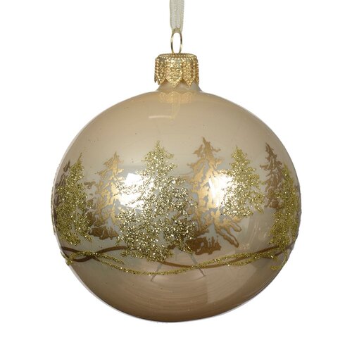 Decoris glazen kerstbal parel - D 8 cm
