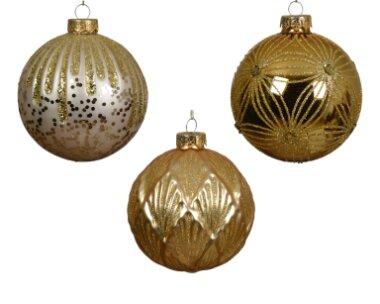 Decoris glazen kerstbal parel/goud - D 10 cm
