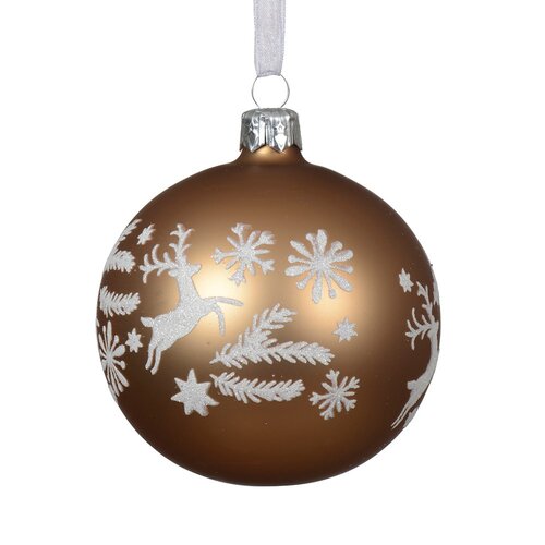 Decoris glazen kerstbal pecannoot bruin - D 8 cm