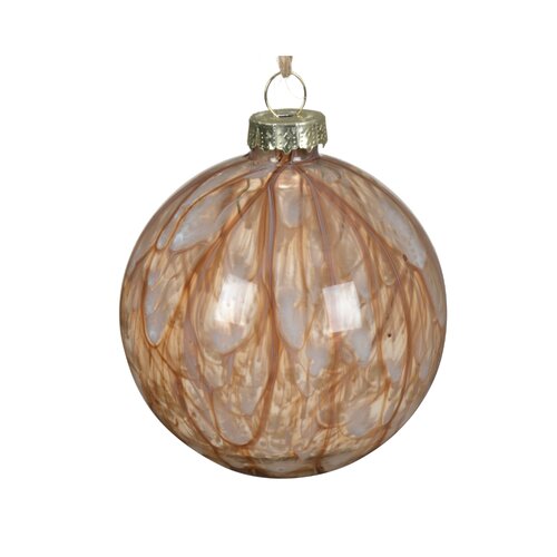 Decoris glazen kerstbal pecannoot bruin - L 8 x H 8 cm
