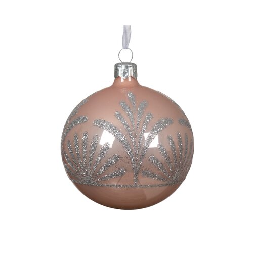 Decoris glazen kerstbal blushy roze - D 8 cm